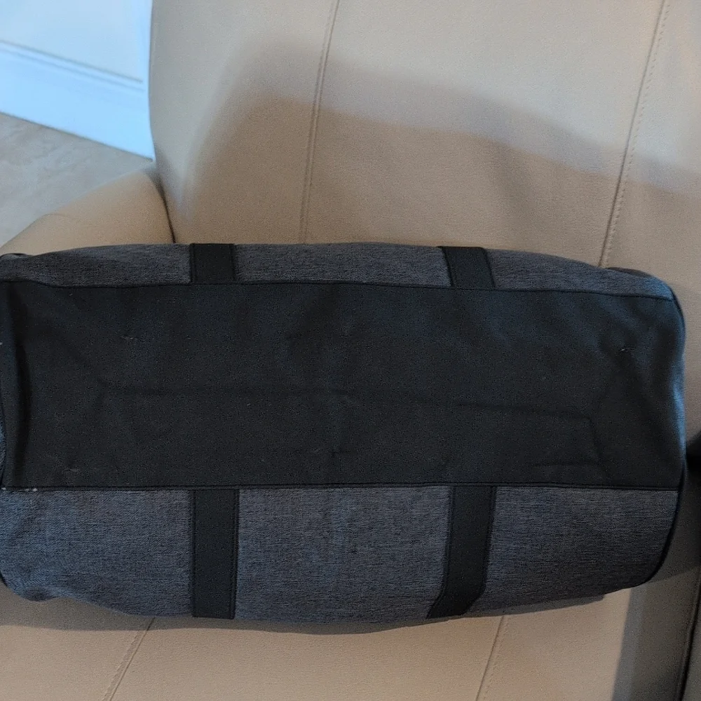 Bulgari Charcoal Gray Duffel Bag With Silver Hardware